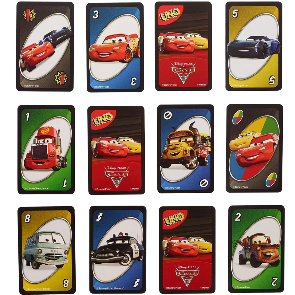 UNO Disney Pixar Cars Card Matching Family Friendly Fun