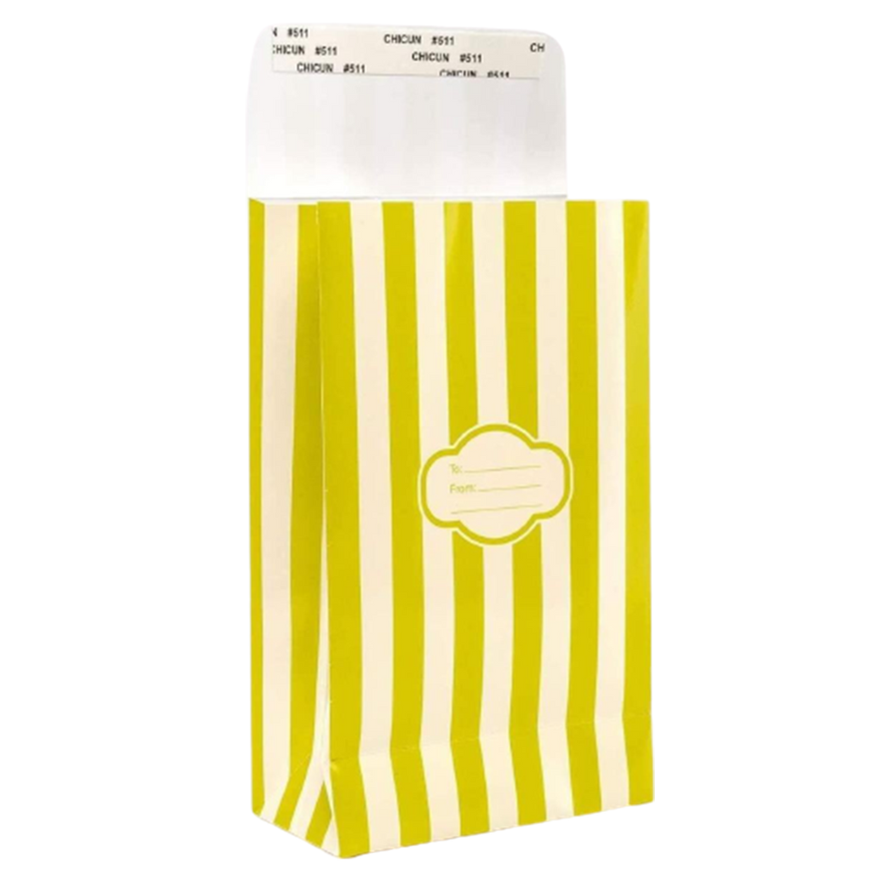 Peel & Seal Gift Bag Green Stripe 12pk Small No-Wrap