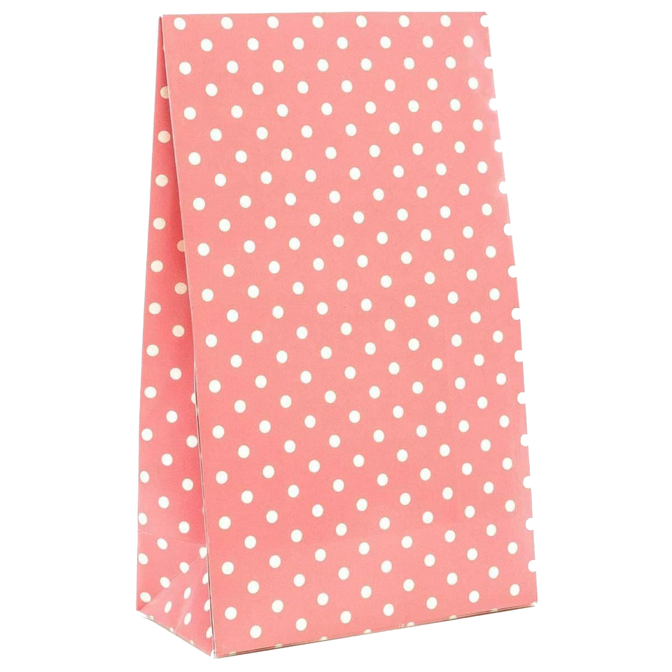 Peel & Seal Gift Bag Pink Polka Dots 12pk Small No-Wrap Present