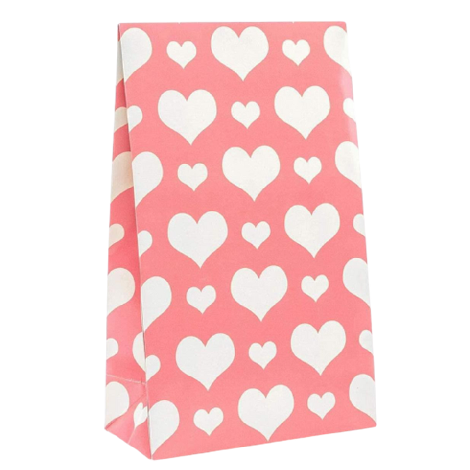 Peel & Seal Gift Bag Pink Hearts 12pk Small No-Wrap Present