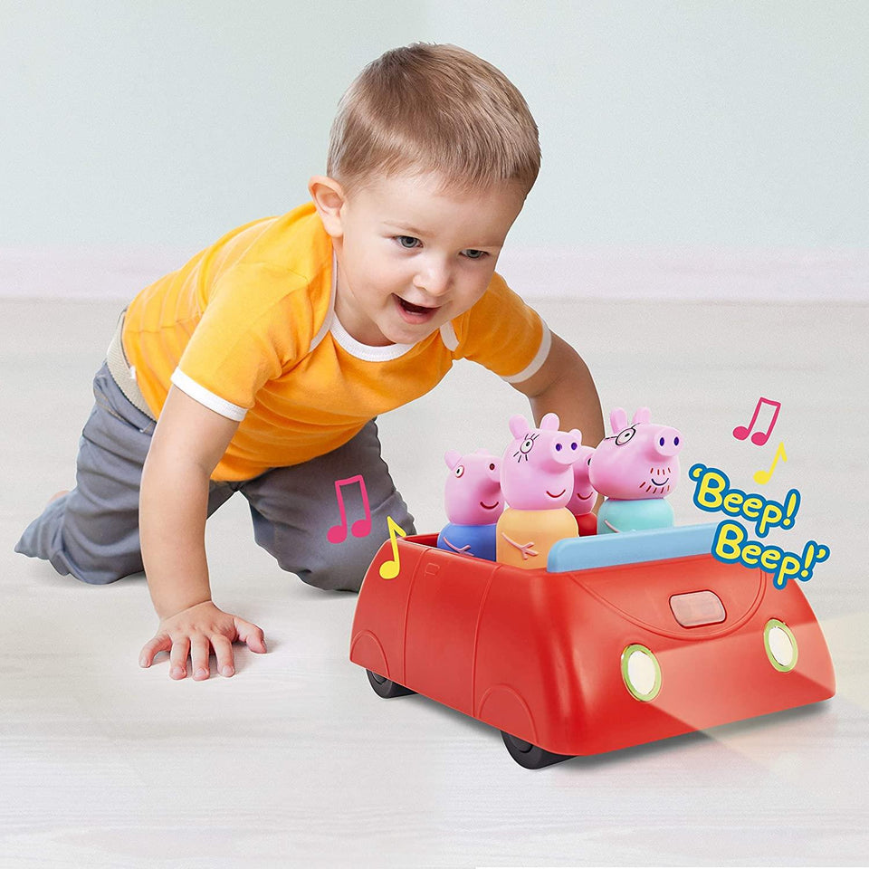 Peppa Pig's Family Red Clever Car Lights Sounds George Daddy Mummy Pig WOW Stuff