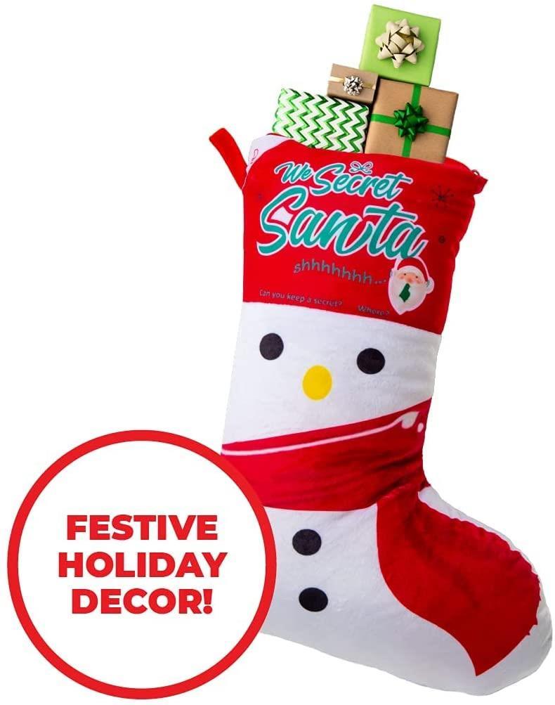 Secret Santa Snowman Christmas Stocking Record Your Message Holiday XMAS Decor Mighty Mojo 0404
