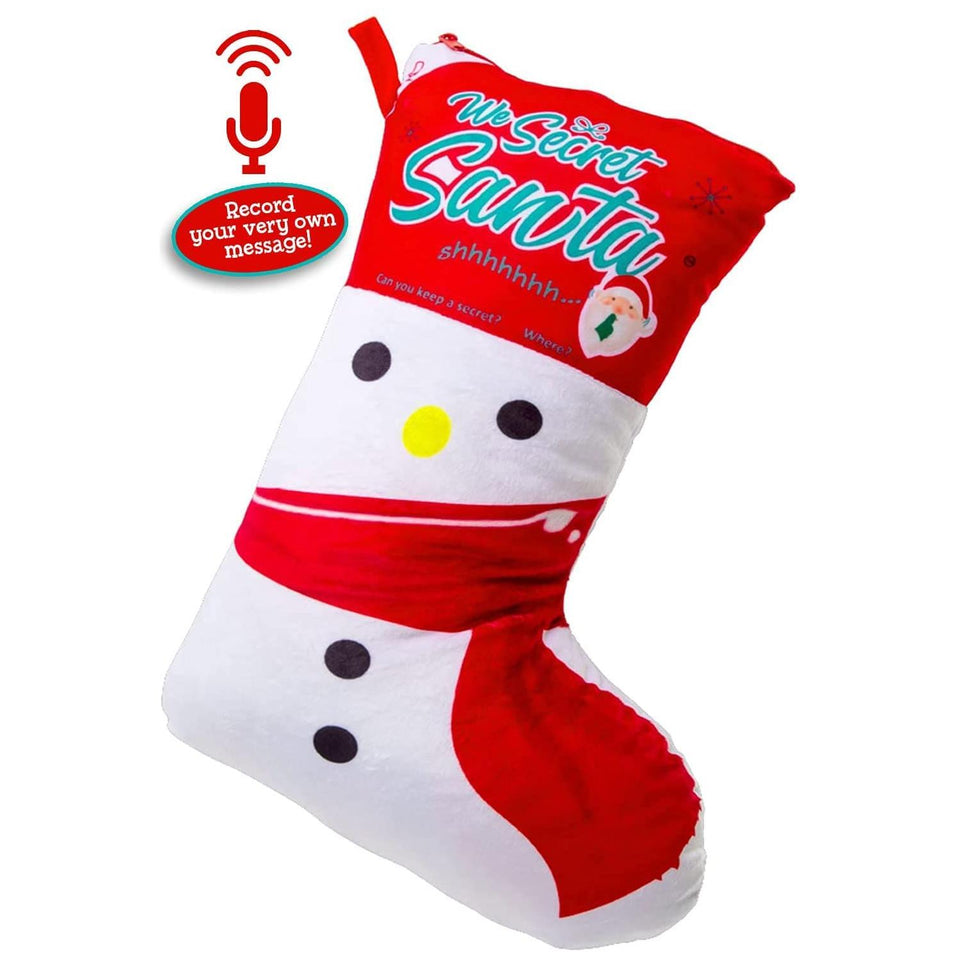 Secret Santa Snowman Christmas Stocking Record Your Message Holiday XMAS Decor Mighty Mojo 0404
