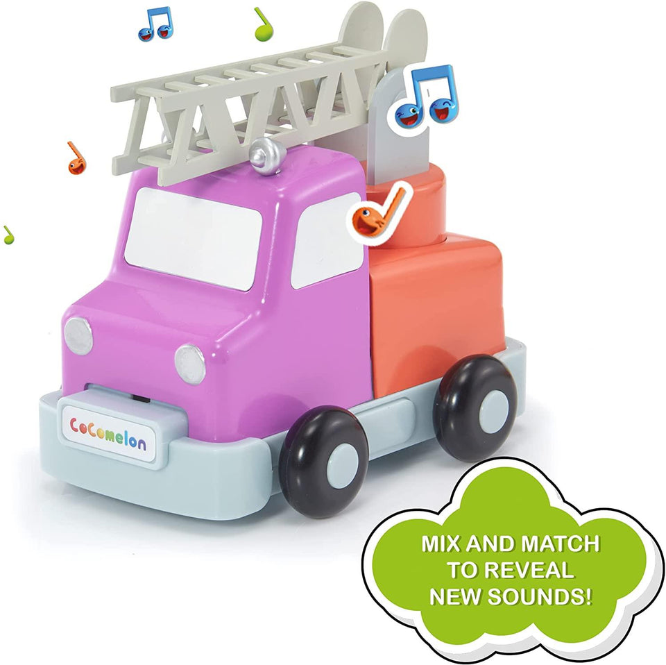 CoComelon Build Reveal Musical Vehicles School Bus Fire Engine Ice Cream Truck Toy WOW! Stuff