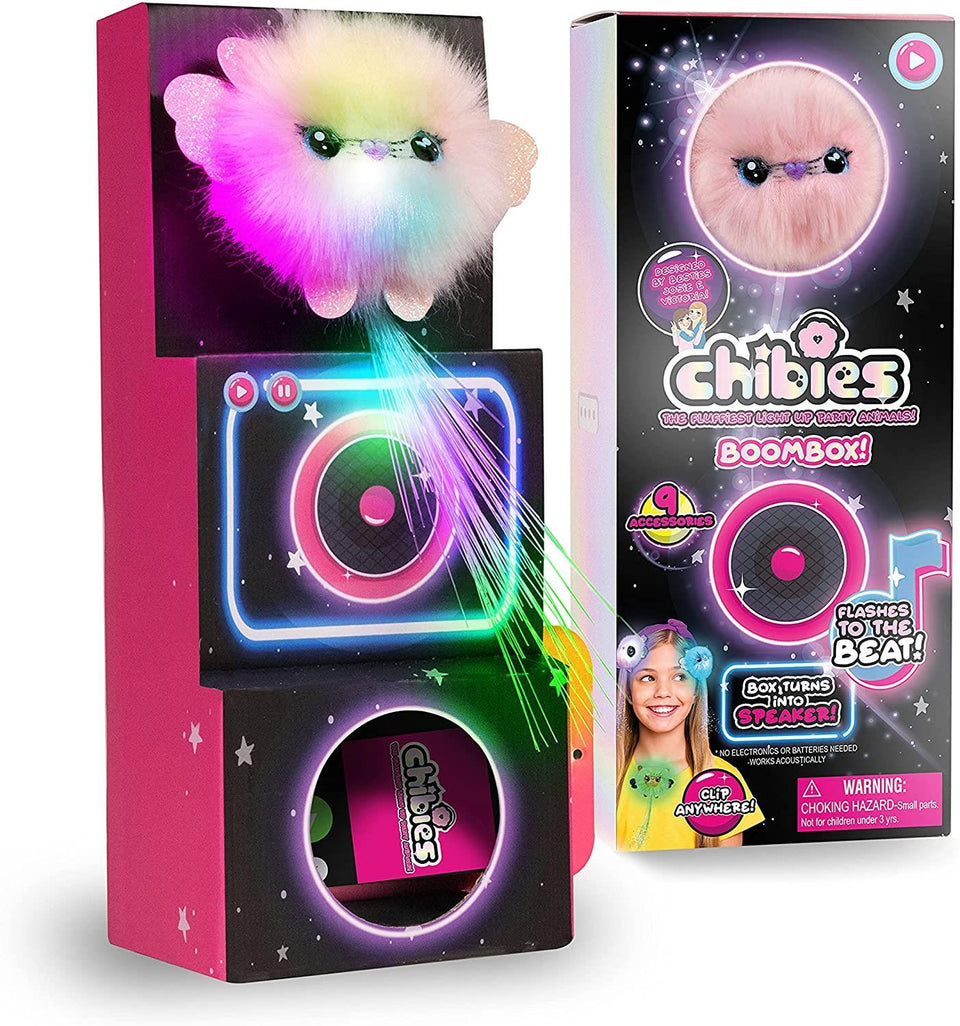 Chibies Boom Box Mysty Pink Mouse Interactive with Music Glows Lights WOW! Stuff