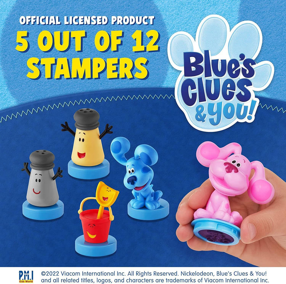 Blues Clues Stamps 5pk Shovel Pail Mrs Pepper Mr Salt Magenta Figure Set PMI International