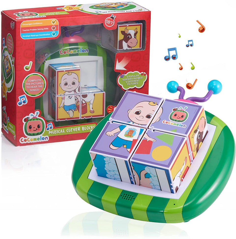 CoComelon Toys Musical Clever Building Blocks Pre-School Learning Toy Nursery Rhymes WOW! Stuff