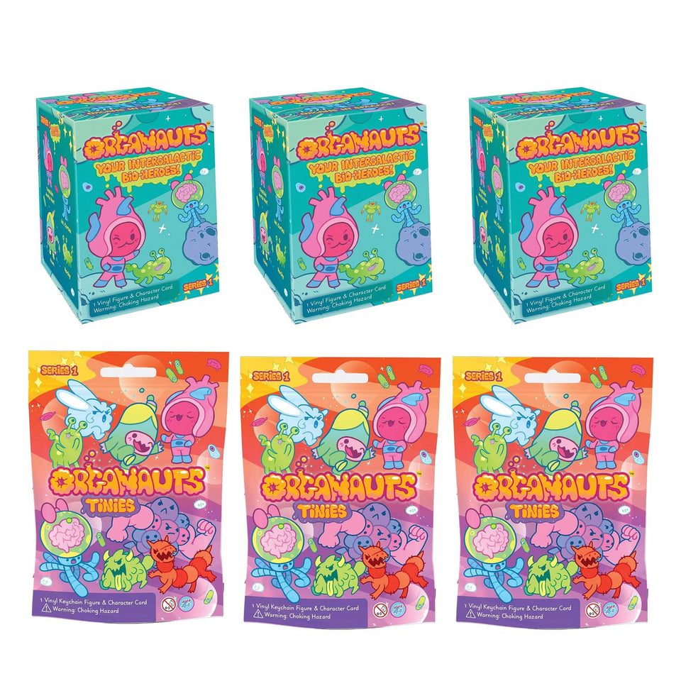 Organauts Tinies Keychain & Figure Bundle 6pc Space Bio-Heroes Organ Learning Toy Know Yourself