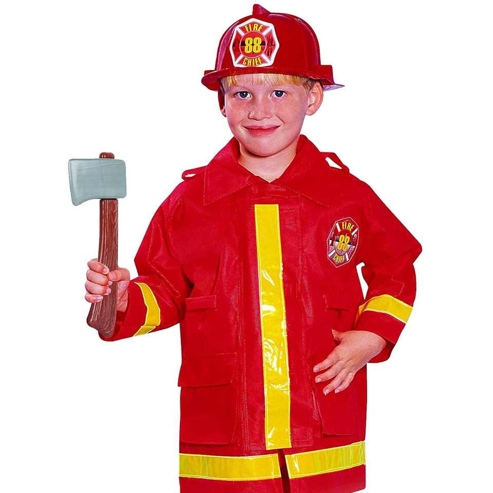 Brave Firefighter Helmet with Axe Pretend Dress-up Fireman Hero Play Set