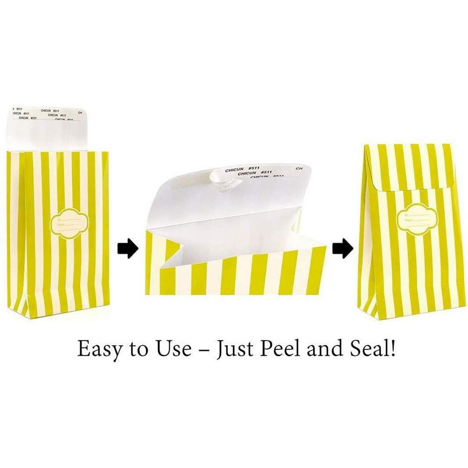 Peel & Seal Gift Bag Green Stripe 12pk Small No-Wrap