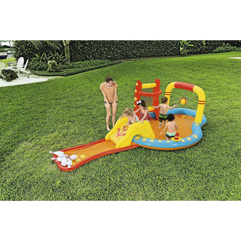 Kids Inflatable Pool Lil Champ Play Center Slide Sprinkler Outdoor Fun