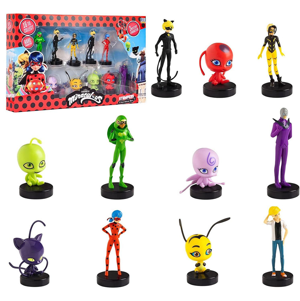 Miraculous Ladybug Stamps 12pk Cat Noir Marinette Tikki Party Favors Figure Set PMI International