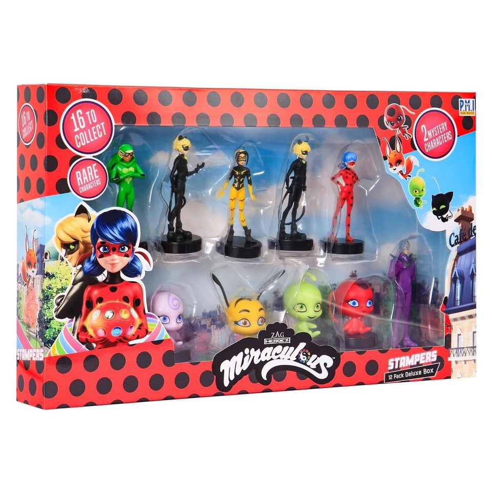 Miraculous Ladybug Stamps 12pk Cat Noir Marinette Tikki Party Favors Figure Set PMI International
