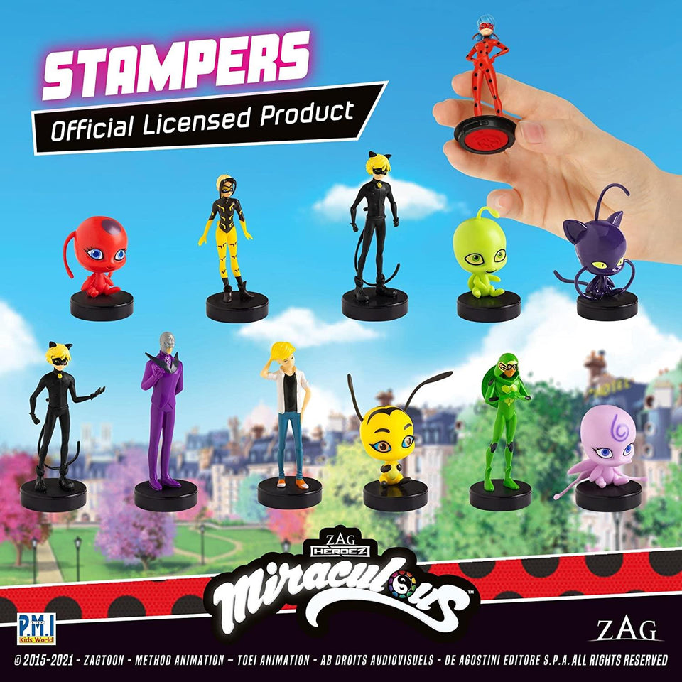 Miraculous Ladybug Stamps 12pk Cat Noir Marinette Tikki Party Favors Figure Set PMI International