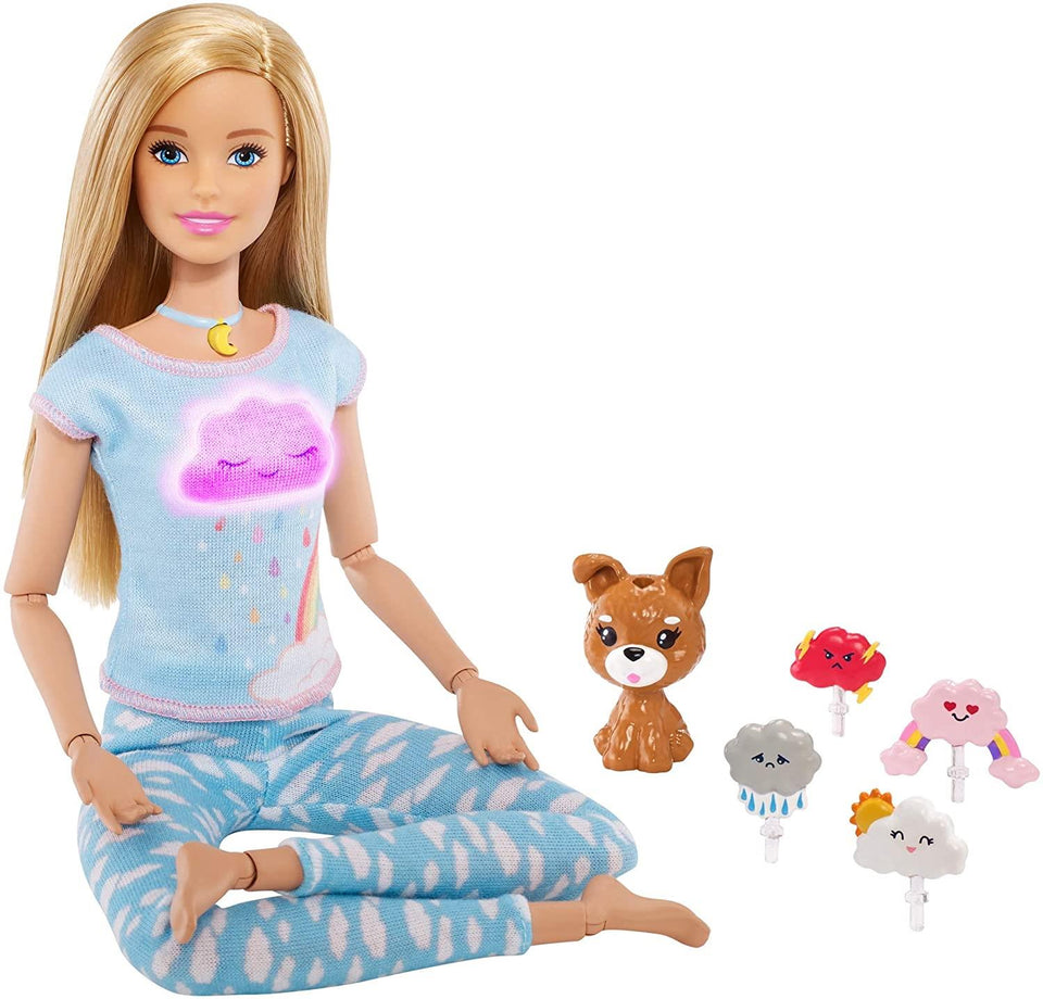 Barbie Breathe With Me Meditation Blonde Doll Lights Sounds Posable Yoga Mattel