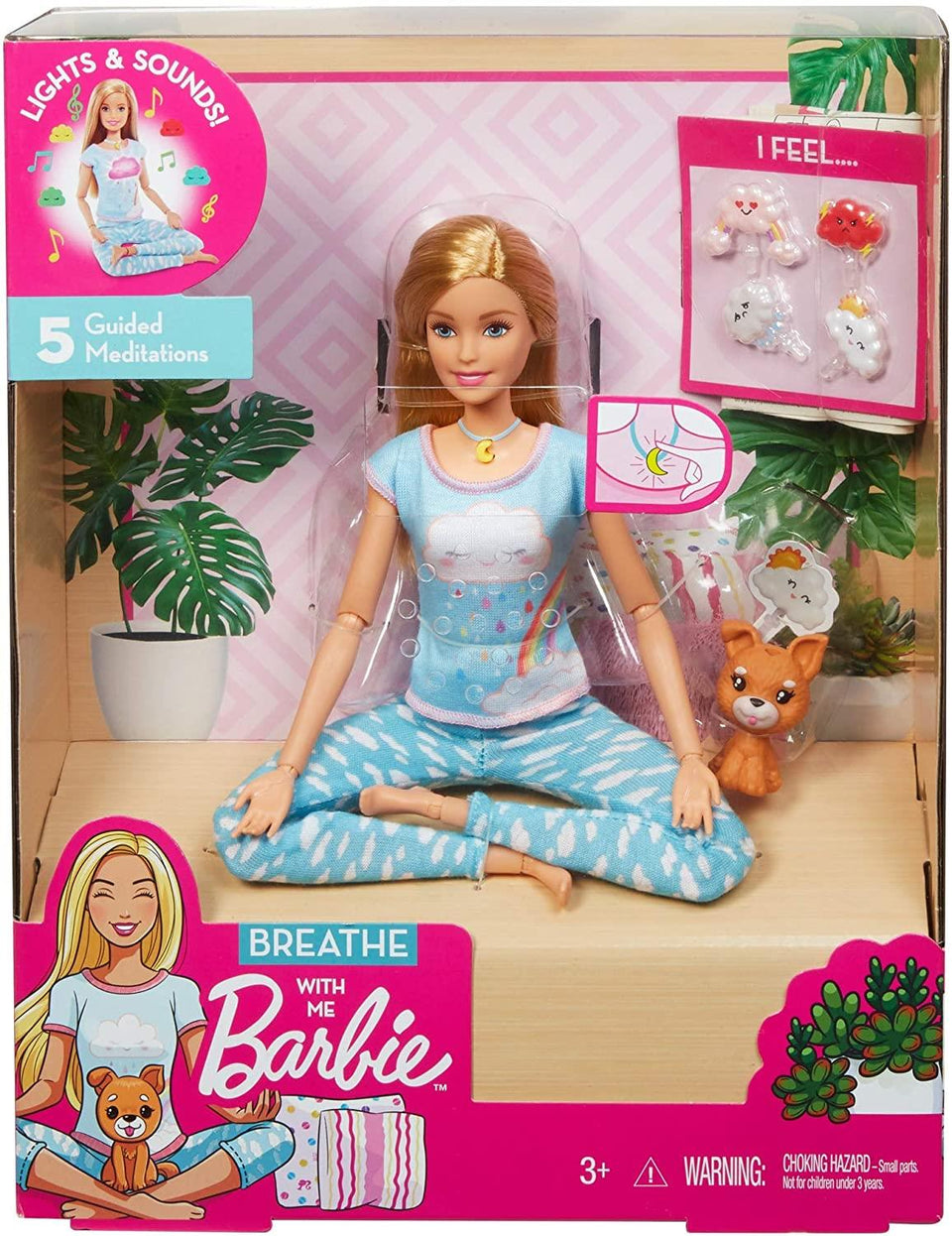 Barbie Breathe With Me Meditation Blonde Doll Lights Sounds Posable Yoga Mattel