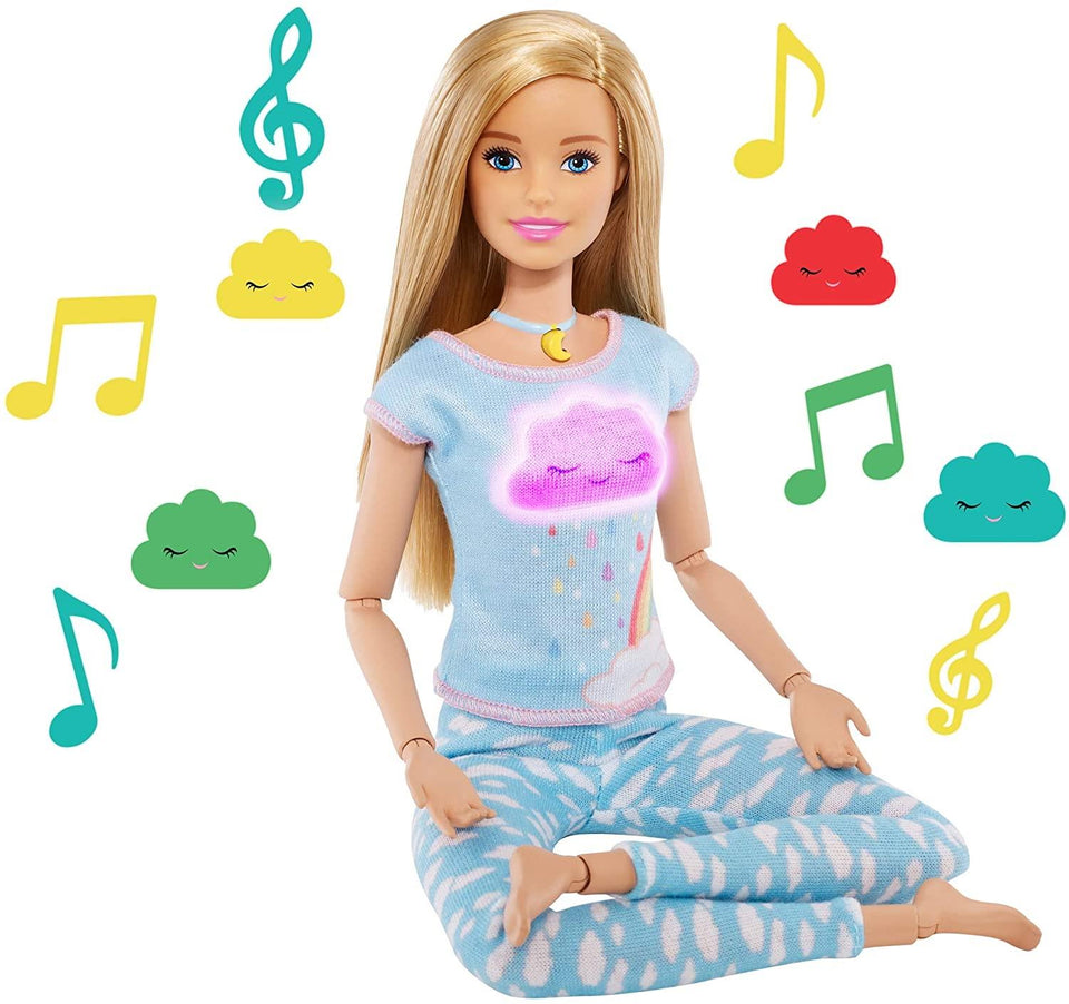 Barbie Breathe With Me Meditation Blonde Doll Lights Sounds Posable Yoga Mattel