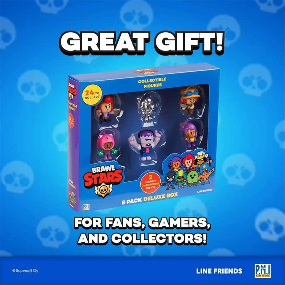 Brawl Stars Figures 8pk Amber Chrome Shelly Colt Frank Crow Rosa Jessy PMI International