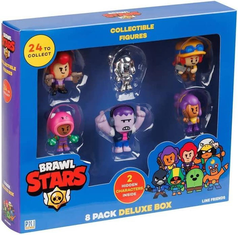 Brawl Stars Figures 8pk Amber Chrome Shelly Colt Frank Crow Rosa Jessy PMI International