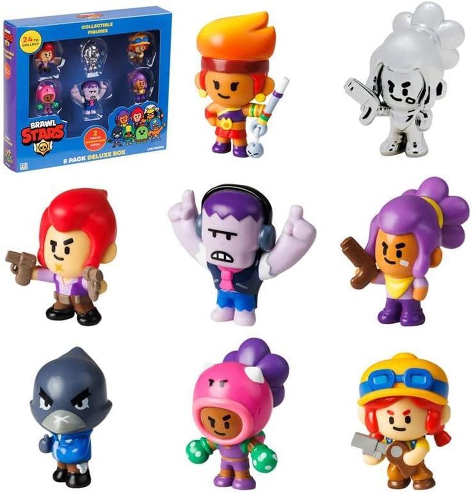 Brawl Stars Figures 8pk Amber Chrome Shelly Colt Frank Crow Rosa Jessy PMI International