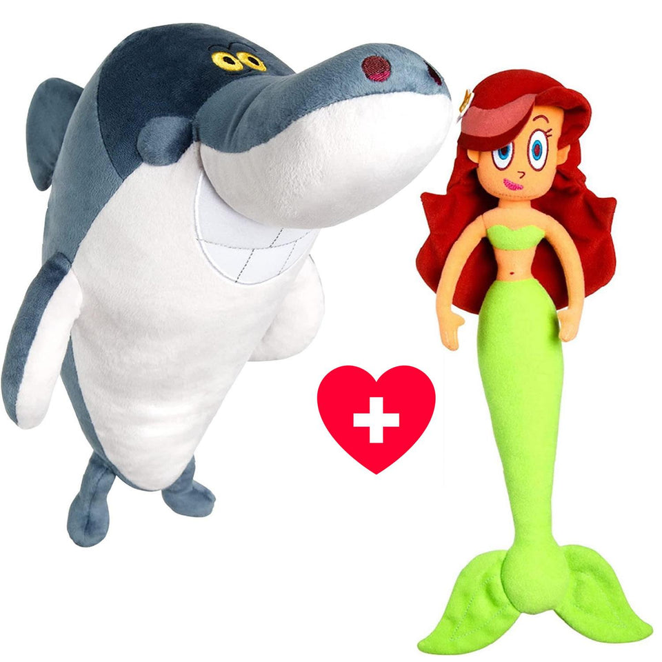Zig and Sharko Marina Mermaid & Sharko White Shark Plush Doll Set TV Series Mighty Mojo