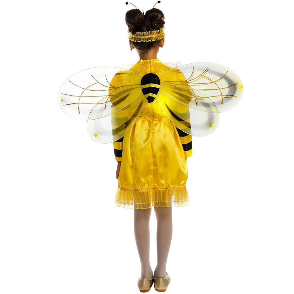Amscan Girls Buzzy Bee Costume - Size 4-6, 1-Piece Halloween Tutu Dress With Wings & Antenna Headband