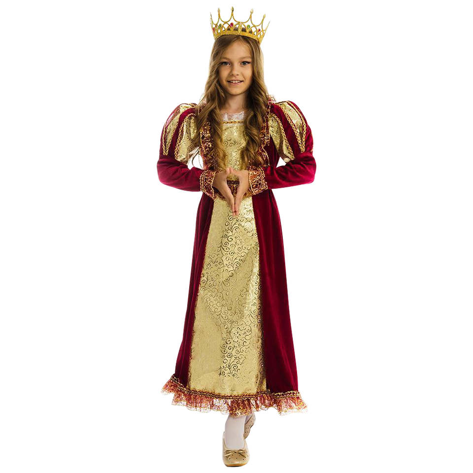 British Royal Queen Elizabeth Girls Plush Costume Dress-Up Play Kids - X-Small