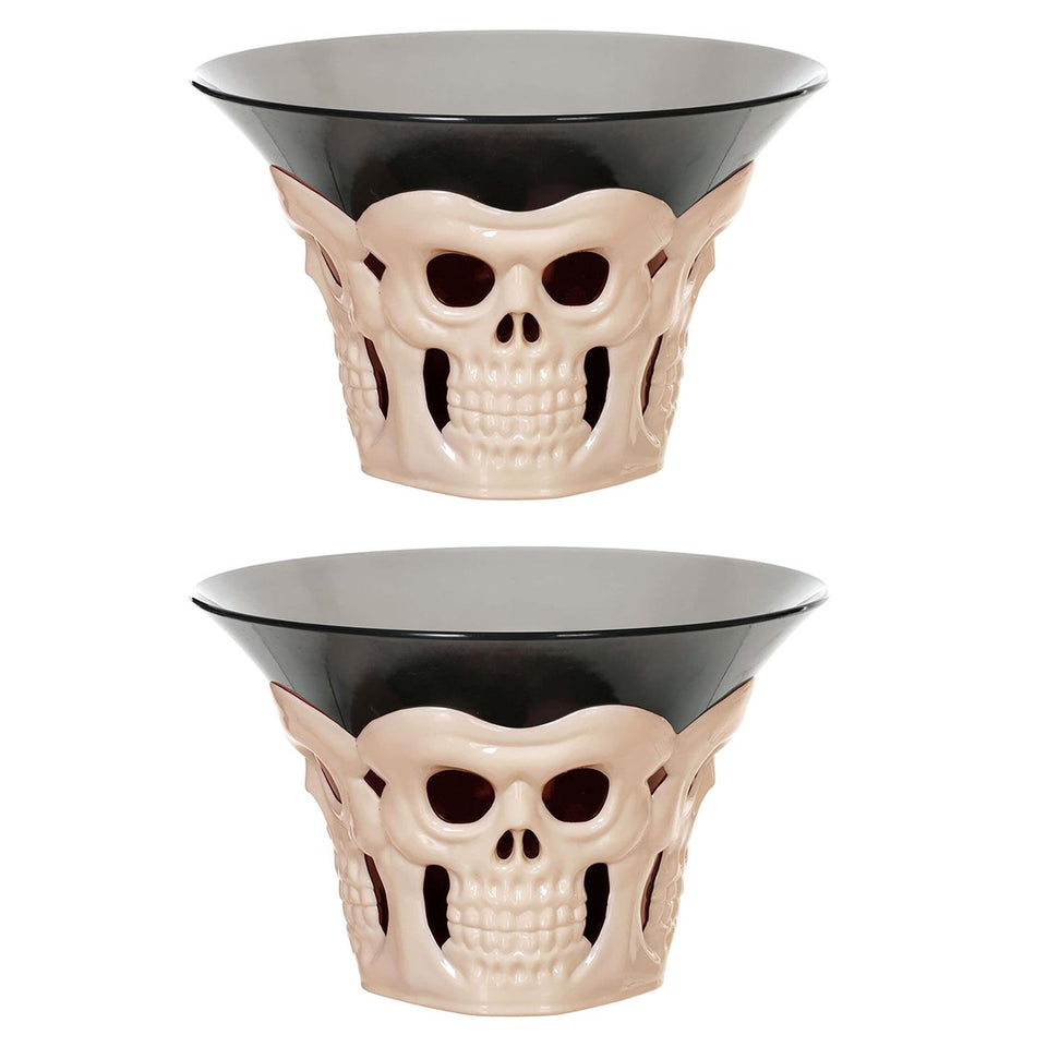 Bone Skull Candy Bowl 2-Pack 3D Halloween Themed Spooky Party Treats Dish Seasons Z182462PK