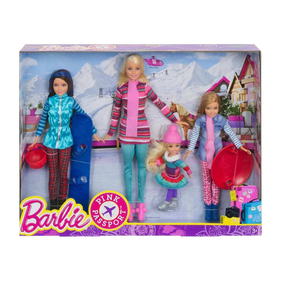 Barbie Sisters Winter Getaway Fashion Dolls Pink Passport Vacation Mattel FDR56