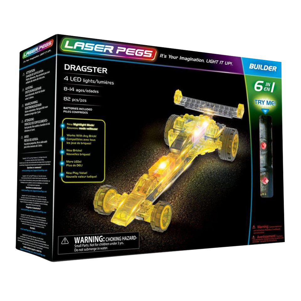 Dragster 6-in-1 Building Set LED Lights Imagination Racing Kit