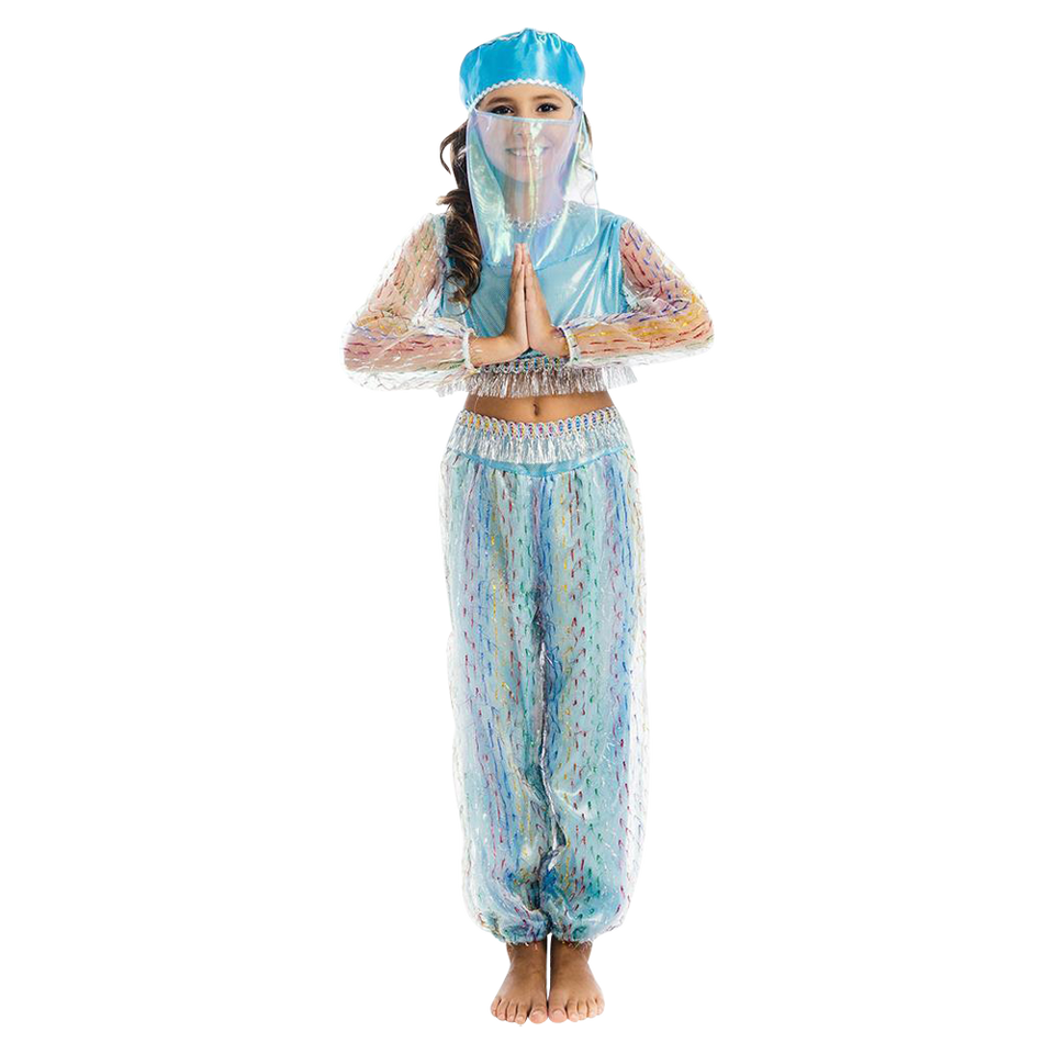 Magical Harem Jasmine Princess Girls Blue Costume Carnival Dress-Up Play - Large
