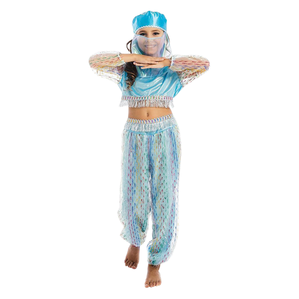 Magical Harem Jasmine Princess Girls Blue Costume Carnival Dress-Up Play - Large