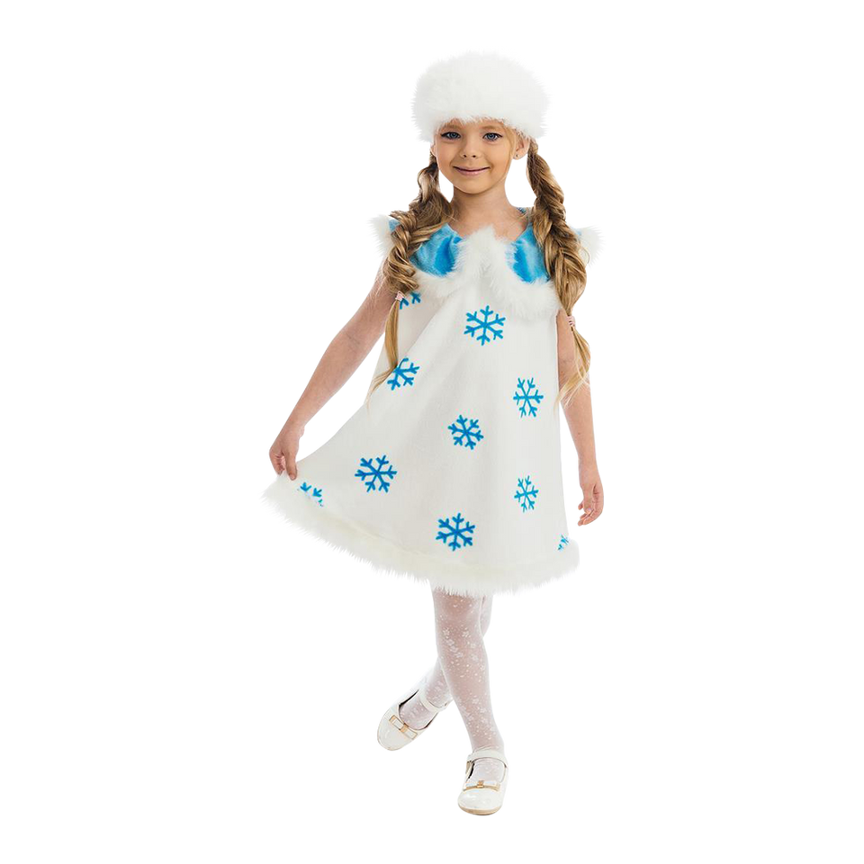 Winter Snowflake Frozen Princess Girls Plush Costume Dress-Up Play Kids - X-Small