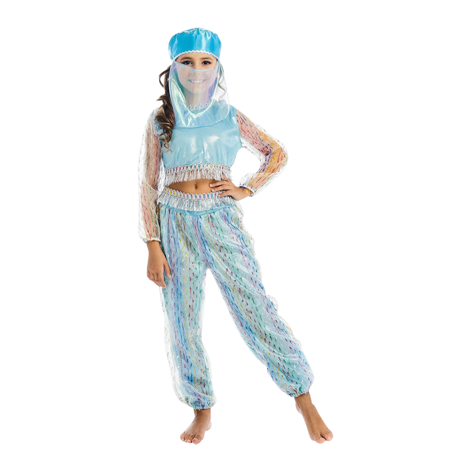 Magical Harem Jasmine Princess Girls Blue Costume Carnival Dress-Up Play - Medium