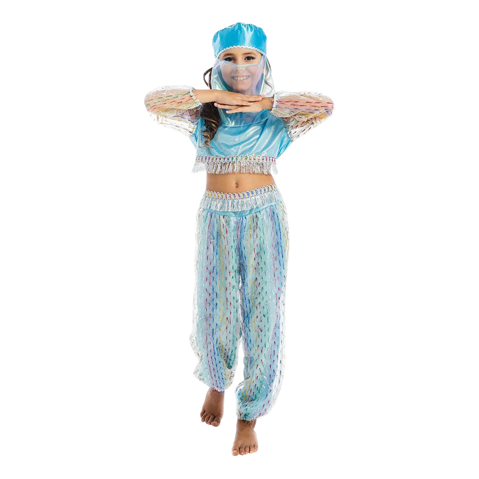 Magical Harem Jasmine Princess Girls Blue Costume Carnival Dress-Up Play - Medium