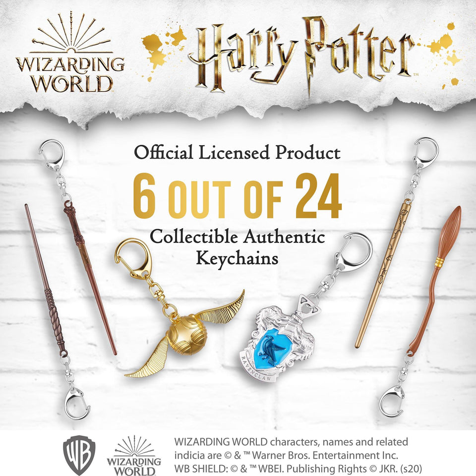 Harry Potter Wand Keychain 6pk Ravenclaw Crest Golden Snitch Nimbus 2000 Luna PMI International