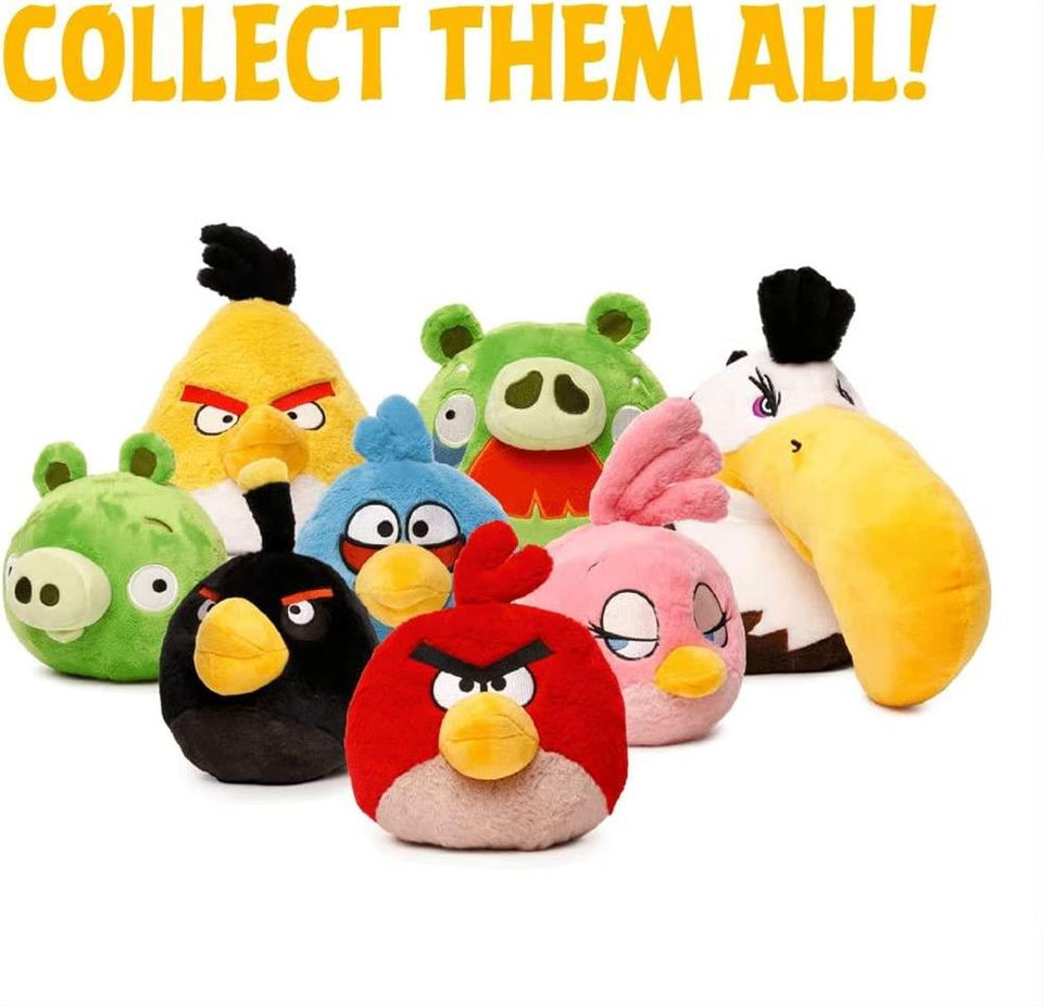 Angry Birds Plush 7pc Bundle Red Blue Yellow Black Bomb Pink Pigs Doll Pillow Set Mighty Mojo