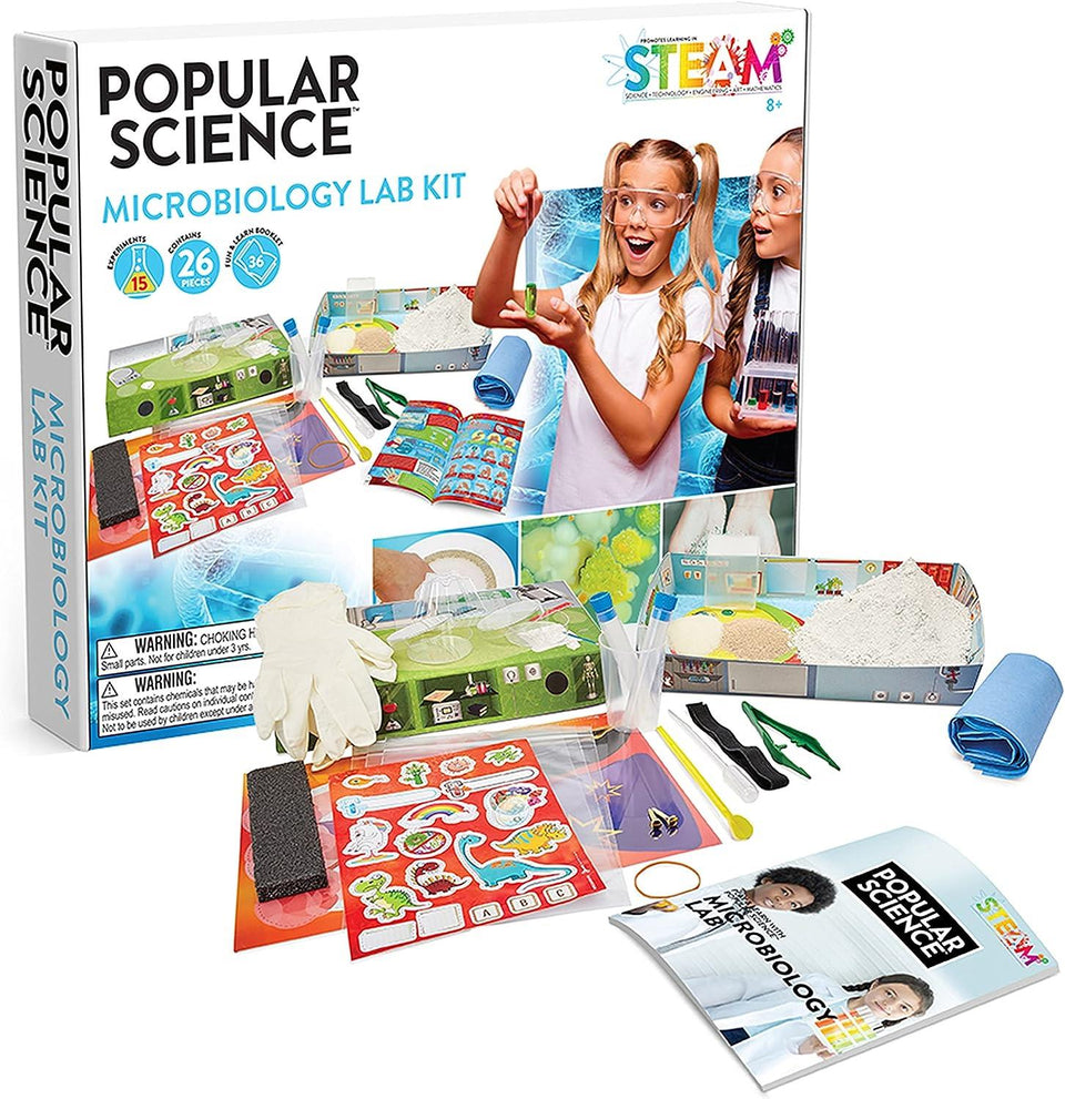 Popular Science Microbiology Lab Kit STEM 26pcs Bacteria Fungus Learning WOW! Stuff