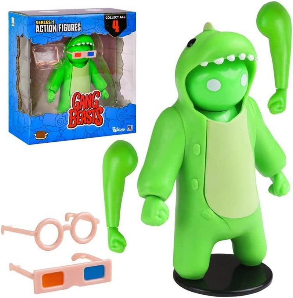 Gang Beasts Green Dinosaur Costume Kigurumi Game Fighter Character Figure PMI International