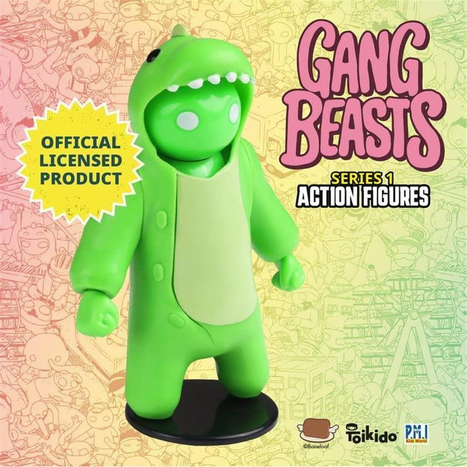 Gang Beasts Green Dinosaur Costume Kigurumi Game Fighter Character Figure PMI International