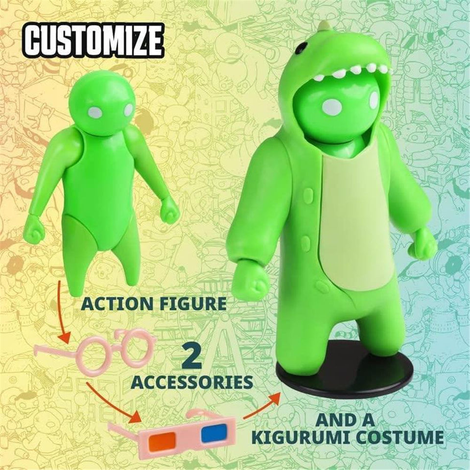 Gang Beasts Green Dinosaur Costume Kigurumi Game Fighter Character Figure PMI International