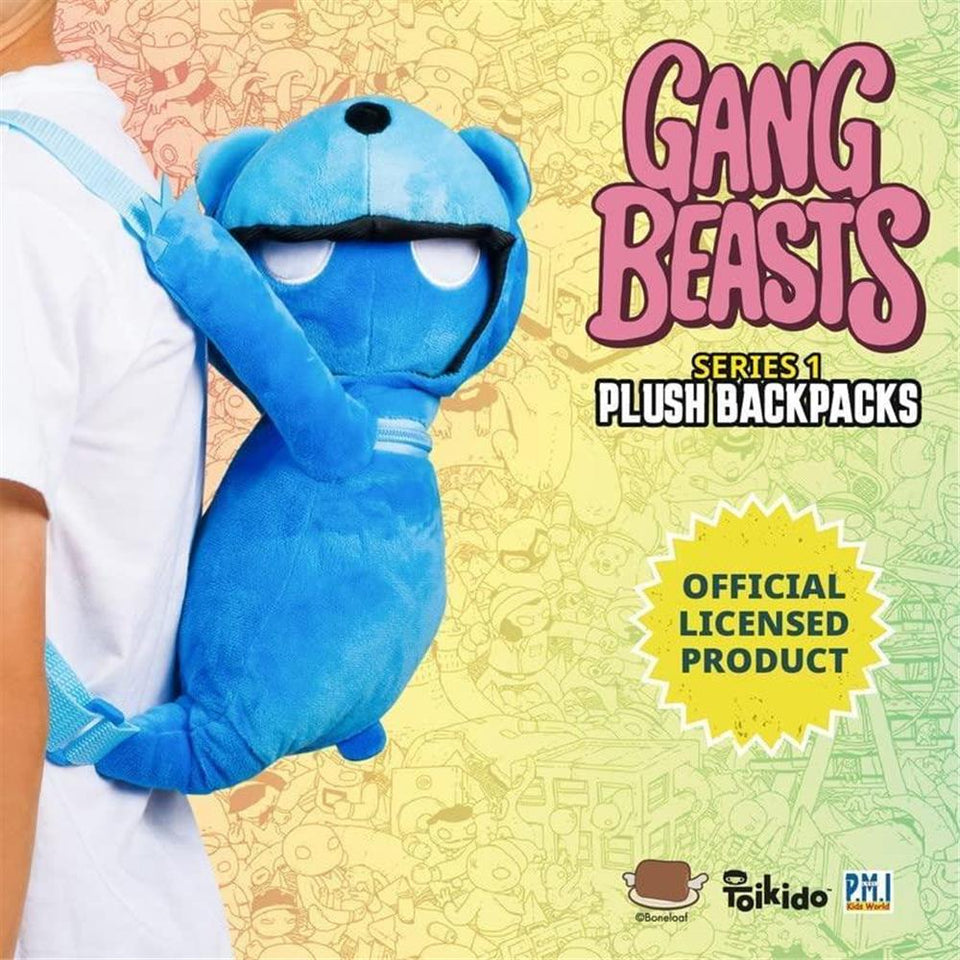 Gang Beasts Blue Bear Plush Backpack School Bag Video Game Character PMI International