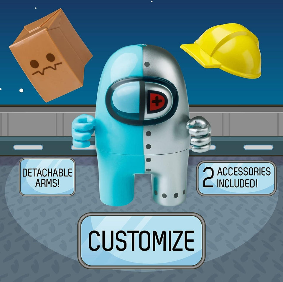 Among Us Right Hand Man Cyan Hard Hat Crewmate Figure Detachable Accessories PMI International