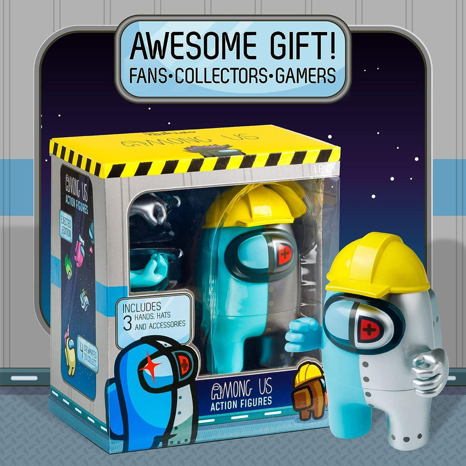 Among Us Right Hand Man Cyan Hard Hat Crewmate Figure Detachable Accessories PMI International
