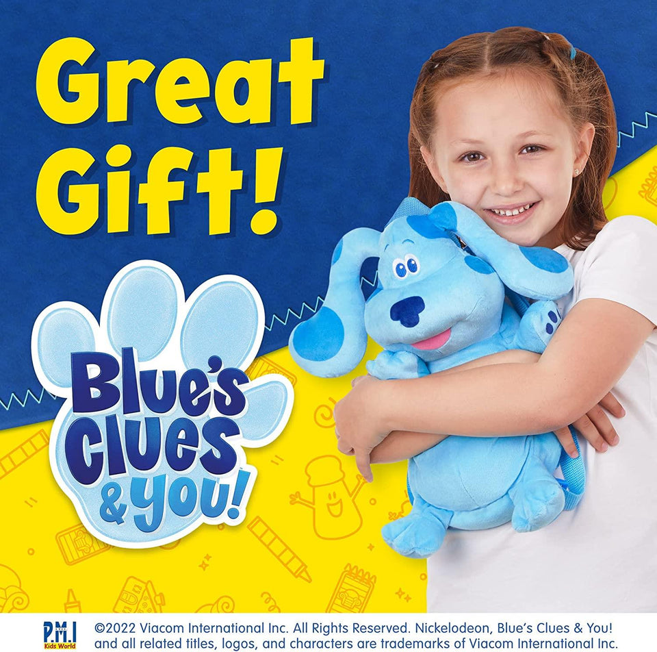 Blue's Clues Blue Plush Dog Backpack Animated Charactor Nickelodeon Kids Show PMI International