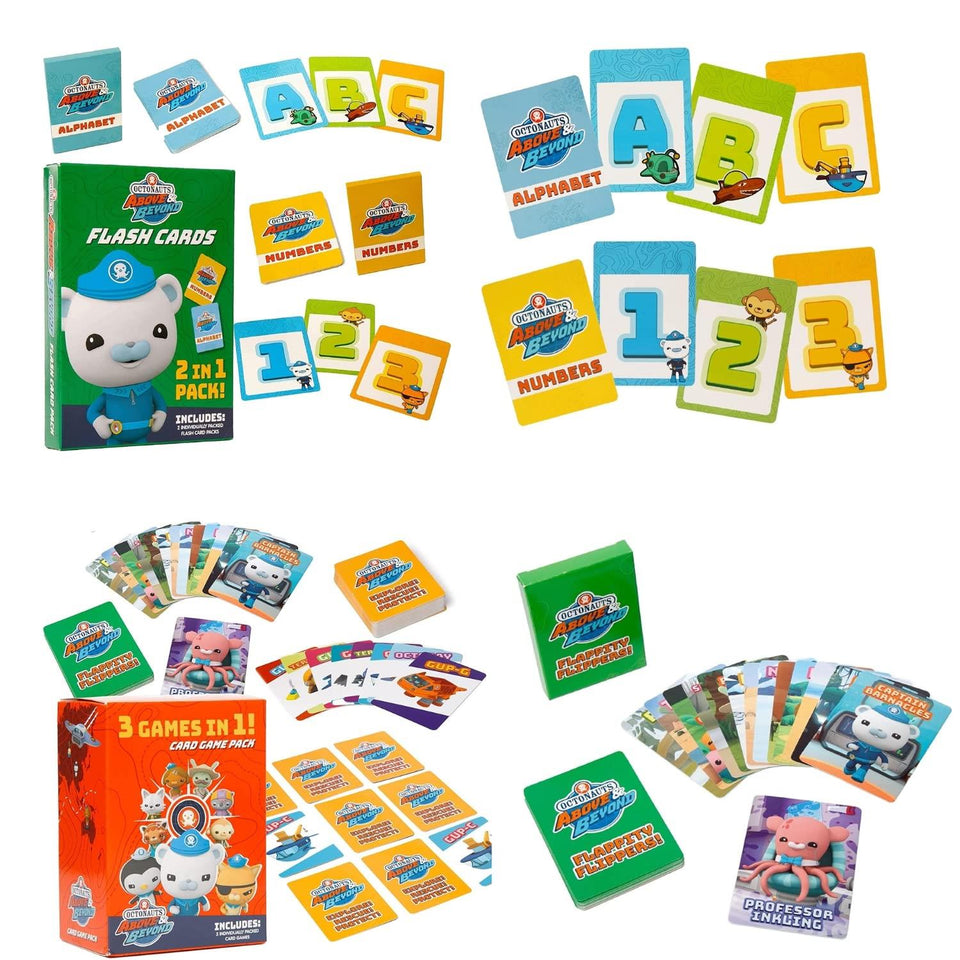 Octonauts Kids Card Games & Alphabet Numbers Flash Cards Bundle Educational Set Mighty Mojo