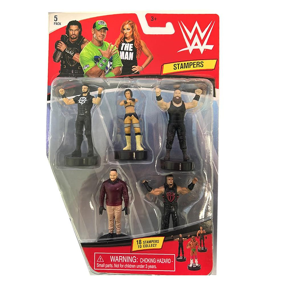 WWE Wrestler Superstar Stampers 5pk Kids Party Decor Character Figures Set PMI International