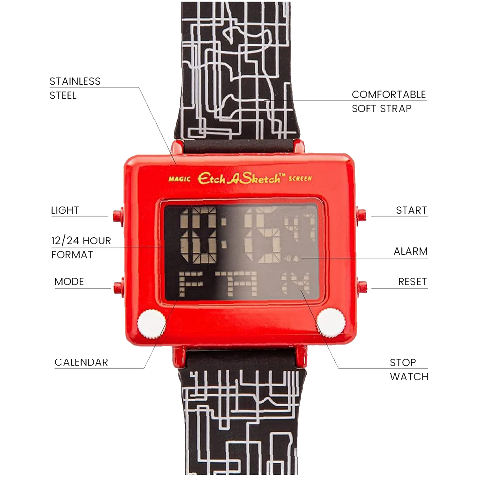 Etch-A-Sketch Wrist Watch Official Classic Magic Screen Digital Novelty