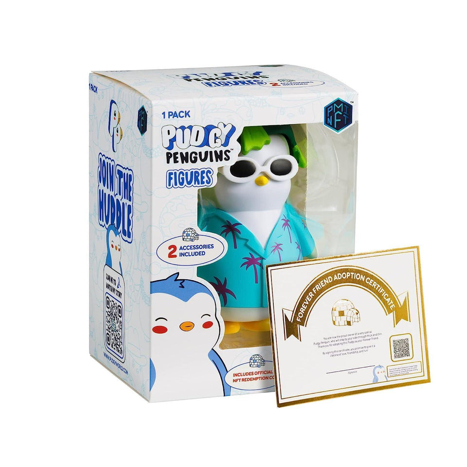 Pudgy Penguins Beach Vacation Dude Adopt Forever Friend Customize Outfits Digital NFT Figure