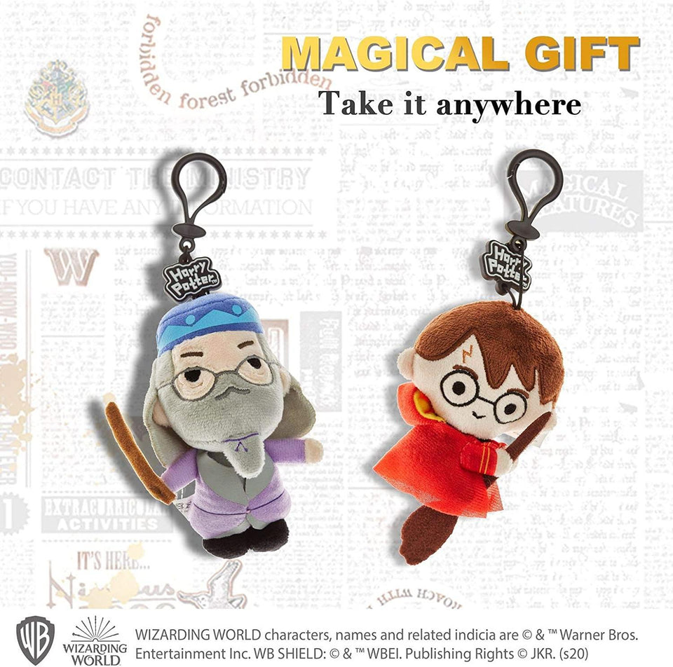 Harry Potter Plush Keychain 3pk Dumbledore Hedwig Hogwarts Zipper Pull Set PMI International